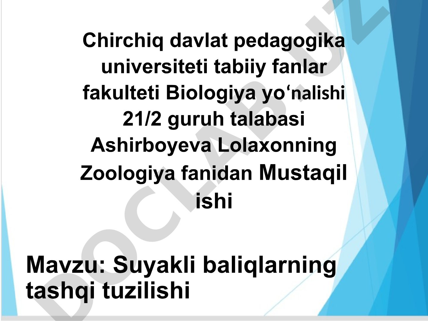 Suyakli baliqlarning tashqi tuzilishi Akulalarning tashqi tuzilishi