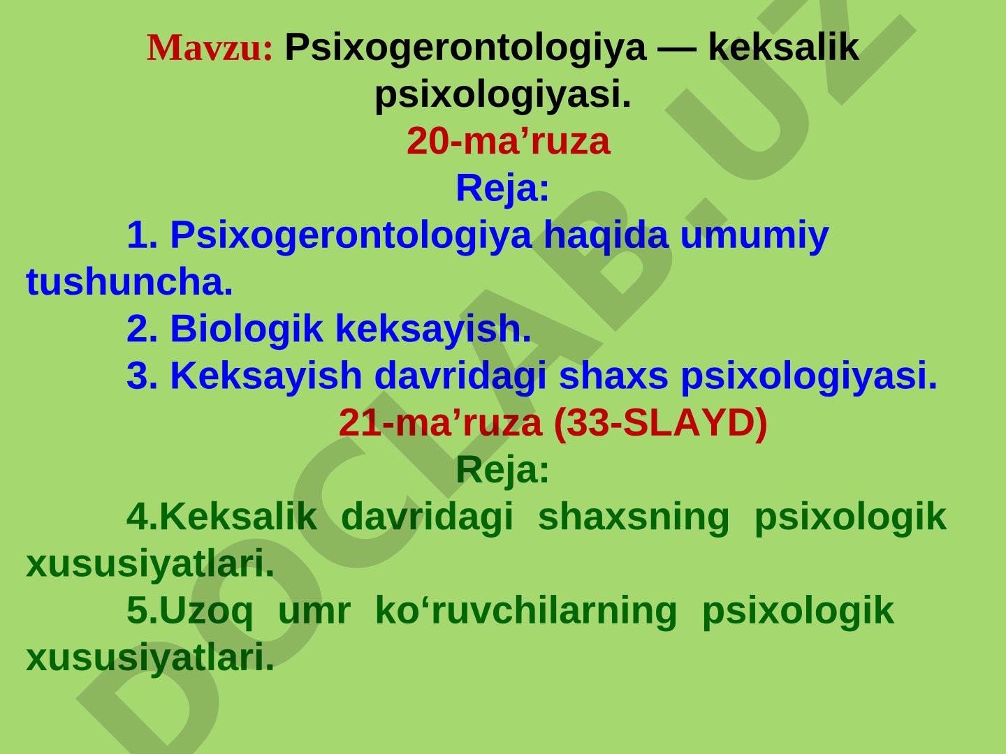 Psixogerontologiya — keksalik psixologiyasi
