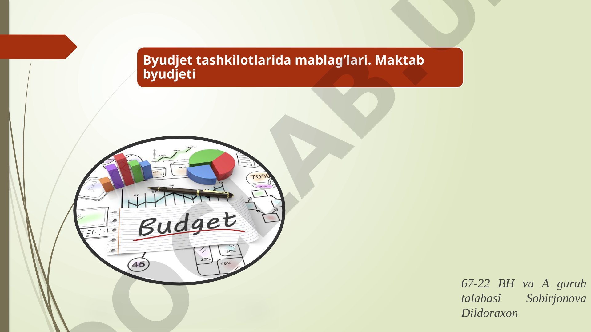 Byudjet tashkilotlarida mablag’lari va maktab byudjeti