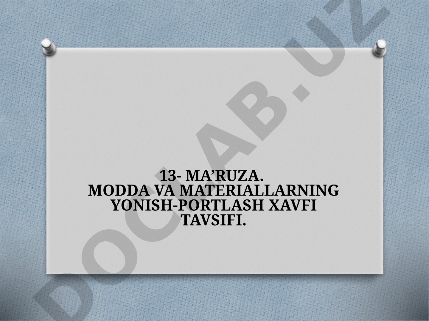 Modda va materiallarning yonish-portlash xavfi tavsifi