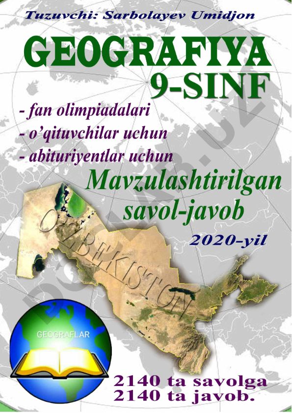 9-sinf geografiya fanidan lashgan savol-javoblar