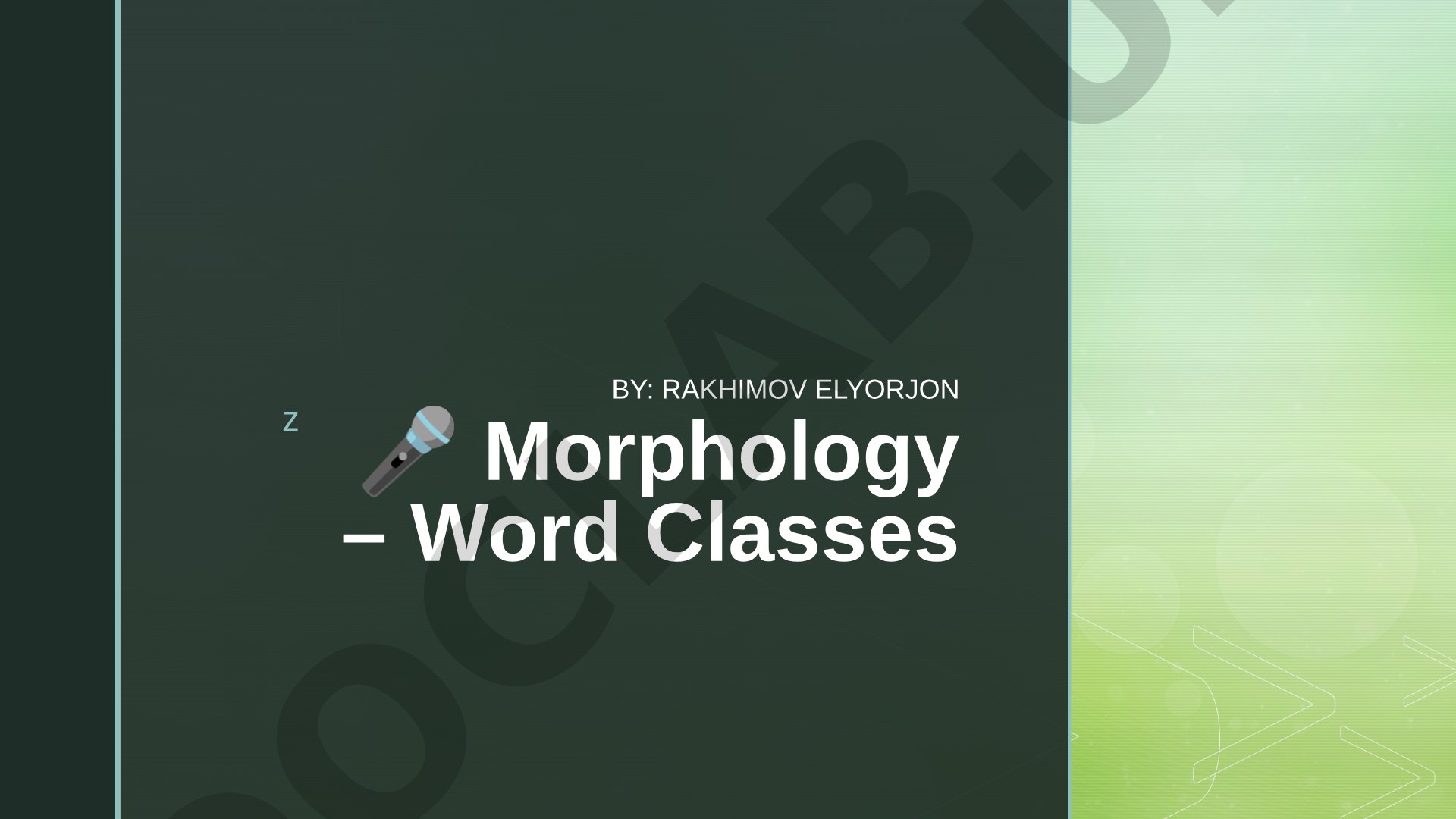 Morphology – Word Classes
