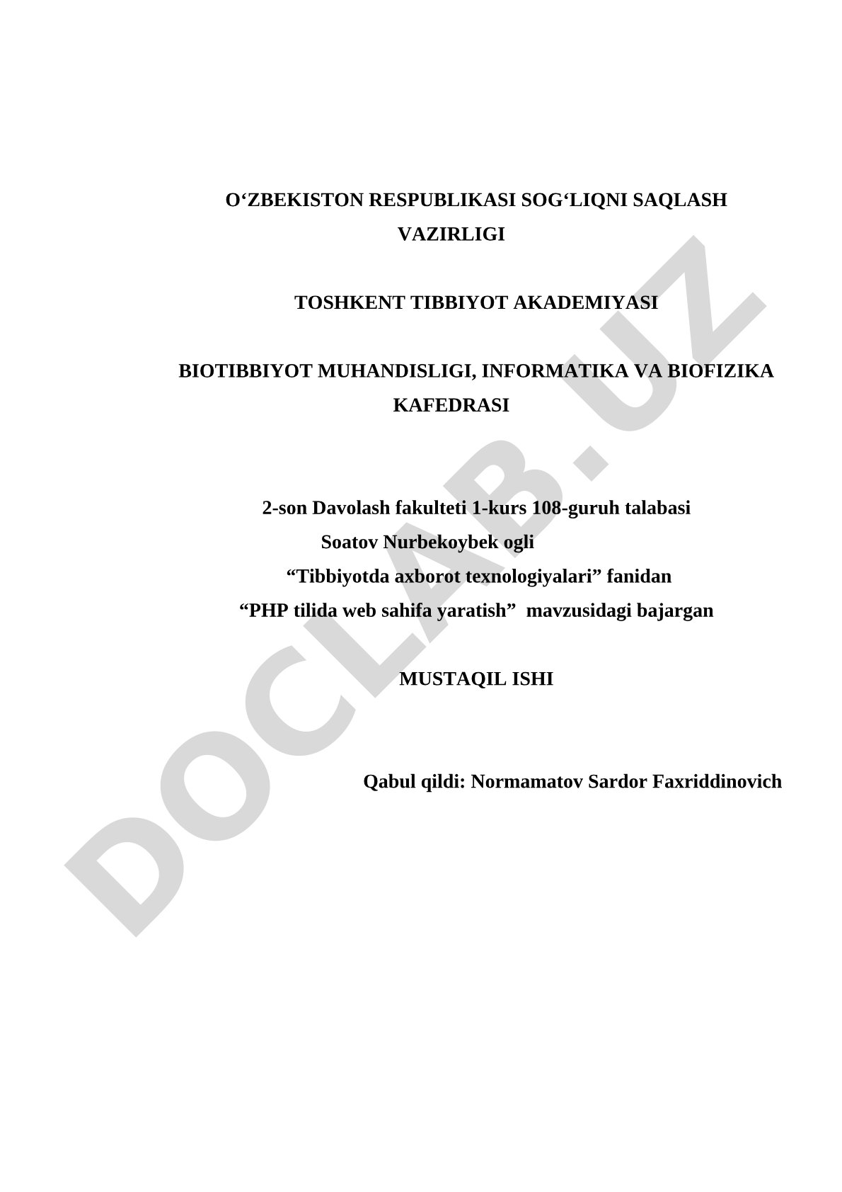 PHP tilida web sahifa yaratish