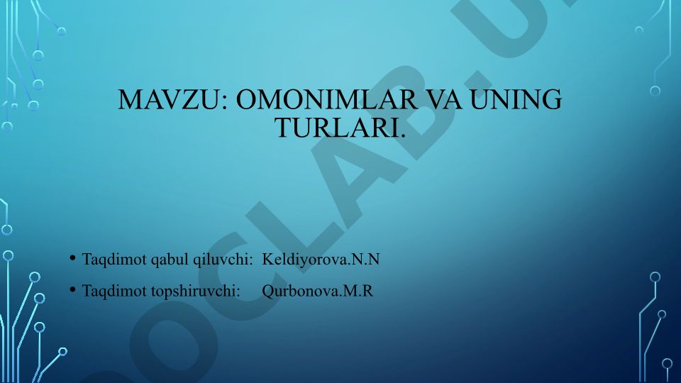 Omonimlar va uning turlari