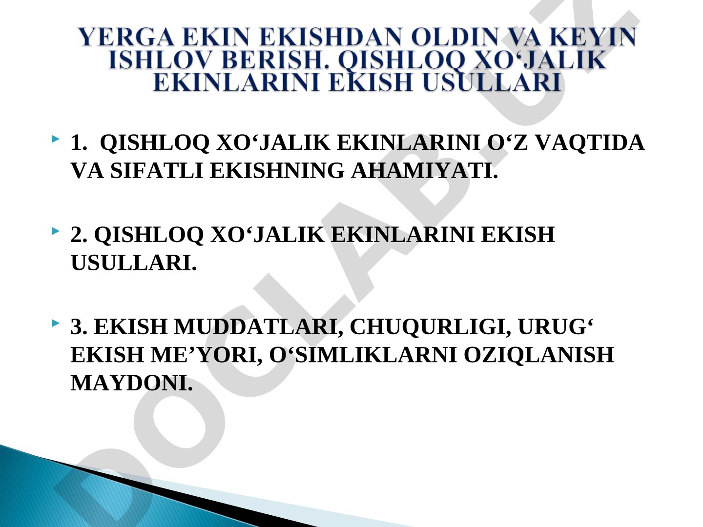 Qishloq xo‘jalik ekinlarini ekishning ahamiyati va usullari