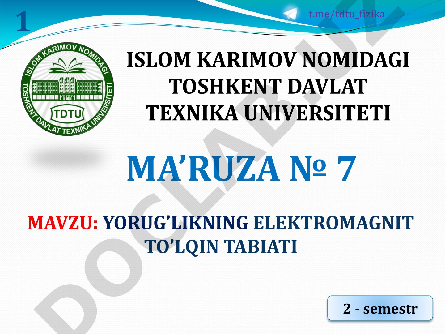 Yorug'likning elektromagnit to'lqin tabiati