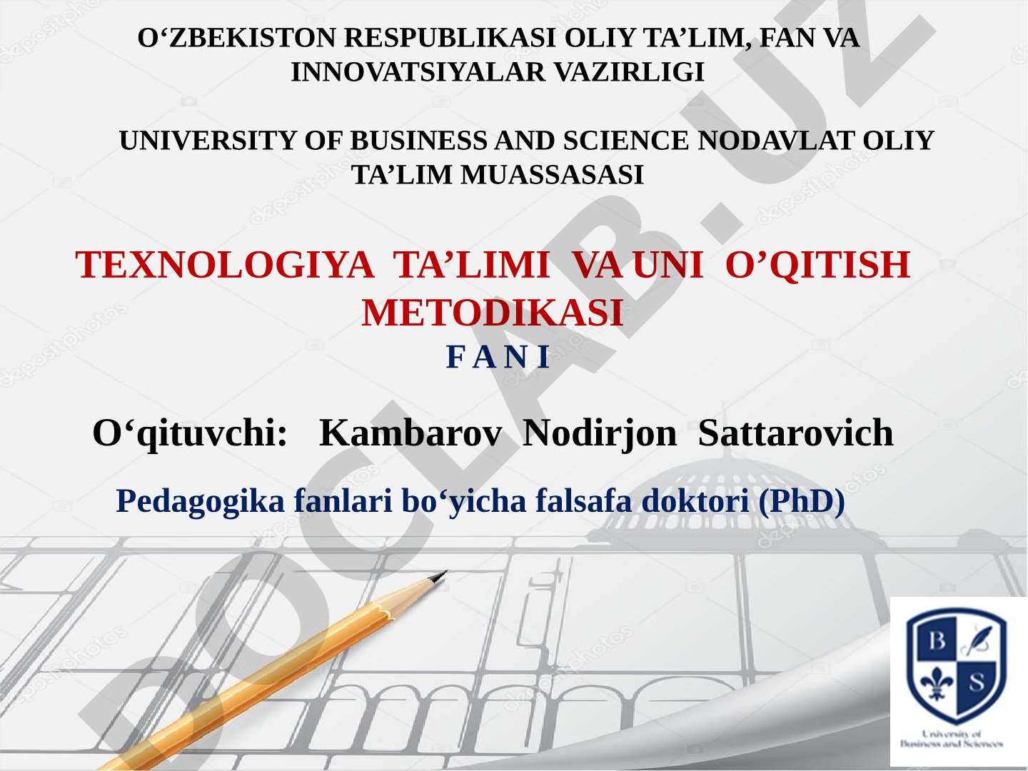 Texnik loyihalash darslarini tashkil etish