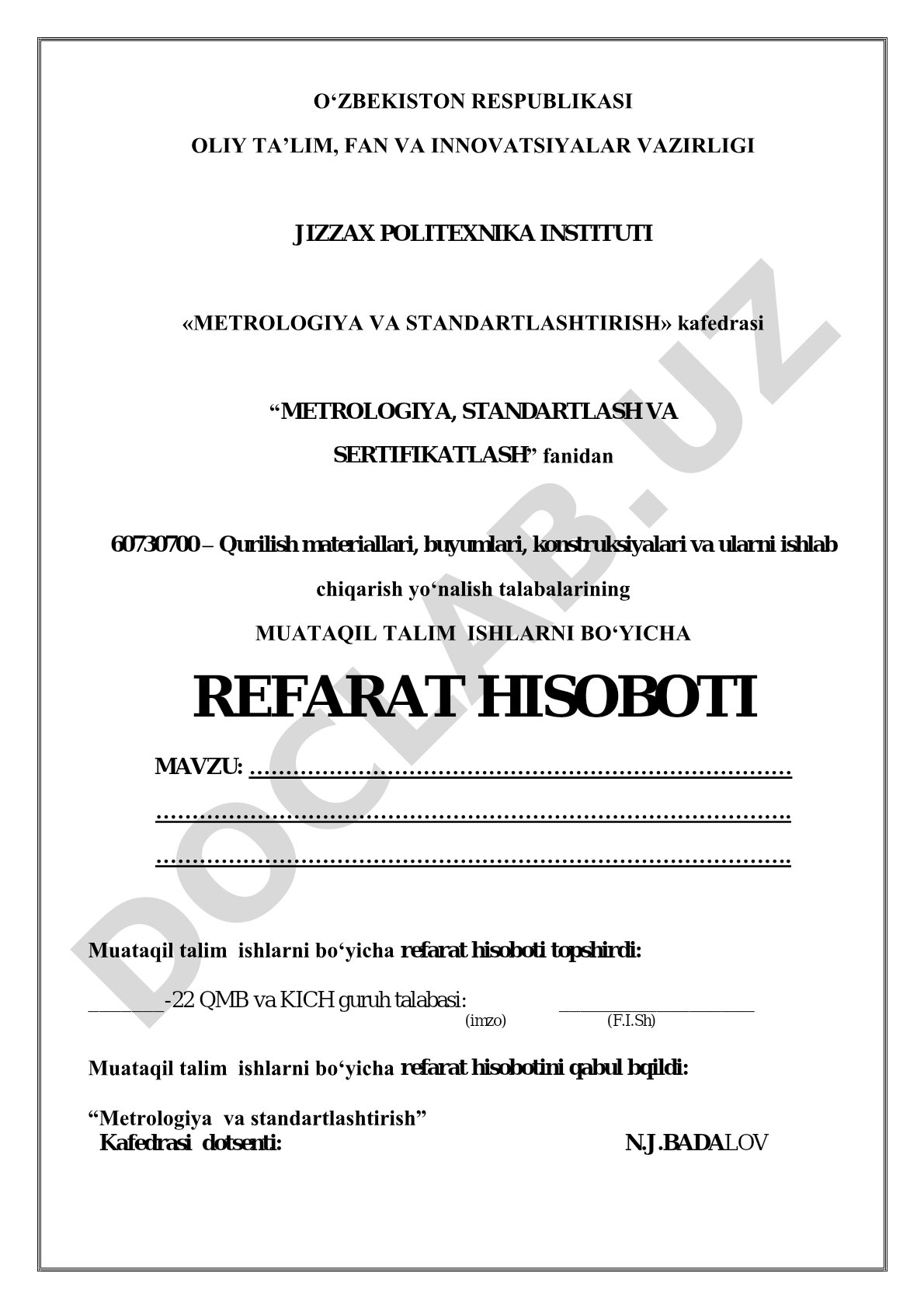 Sifatni boshqarishda standartlarning o'rni va ahamiyati