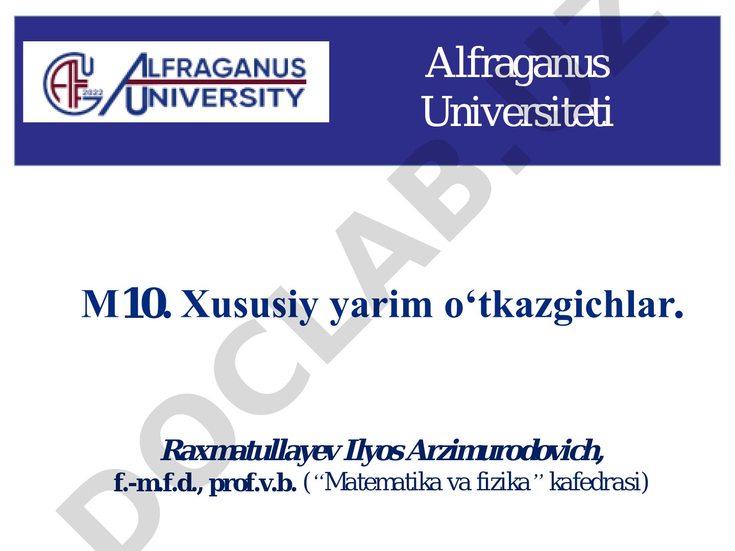 Yarim o‘tkazgichlarning xususiy o‘tkazuvchanligi, Fermi sathi, donor va akseptor