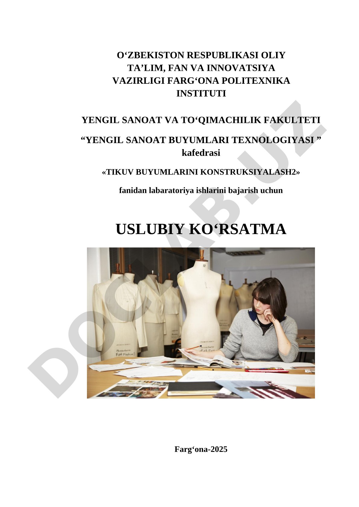 Tikuv buyumlarini konstruksiyalash2 fanidan laboratoriya ishlari