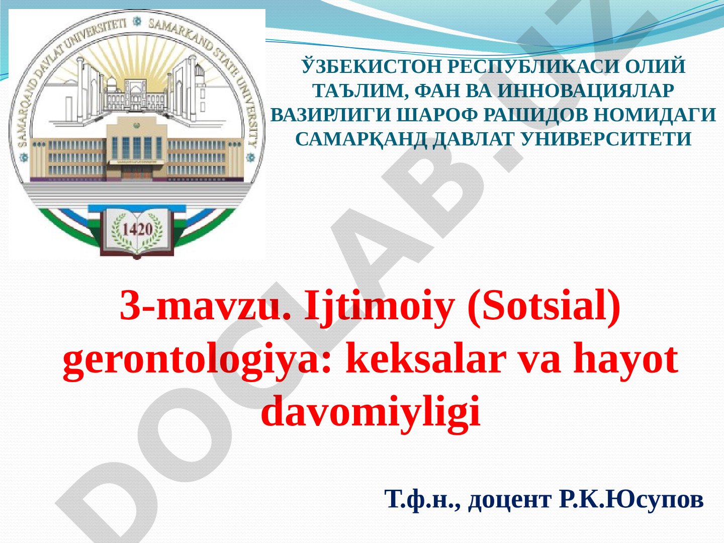 Ijtimoiy (Sotsial) gerontologiya: keksalar va hayot davomiyligi
