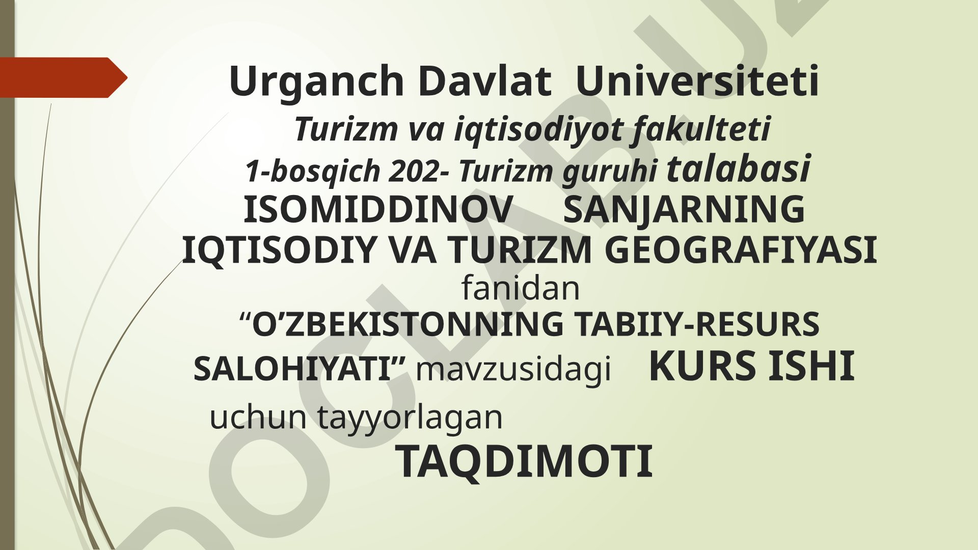 O'zbekistonning tabiiy-resurs salohiyati