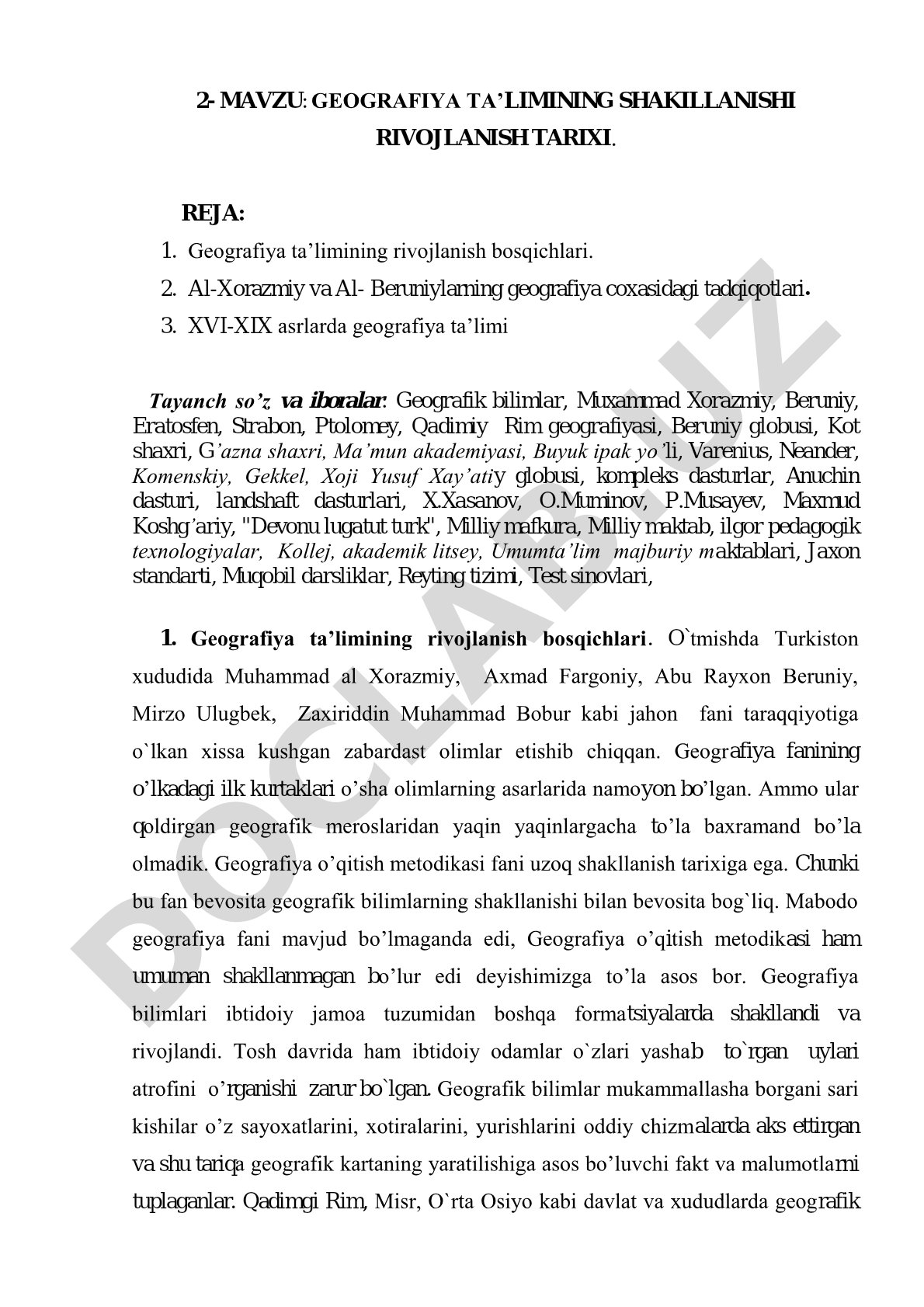 GЕOGRAFIYA TA’LIMINING SHAKILLANISHI RIVOJLANISH TARIXI