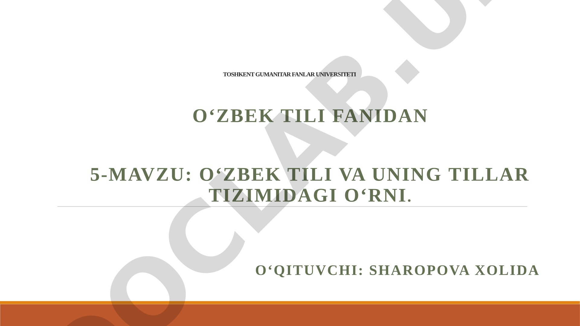 O'zbek tili va uning tillar tizimidagi o'rni