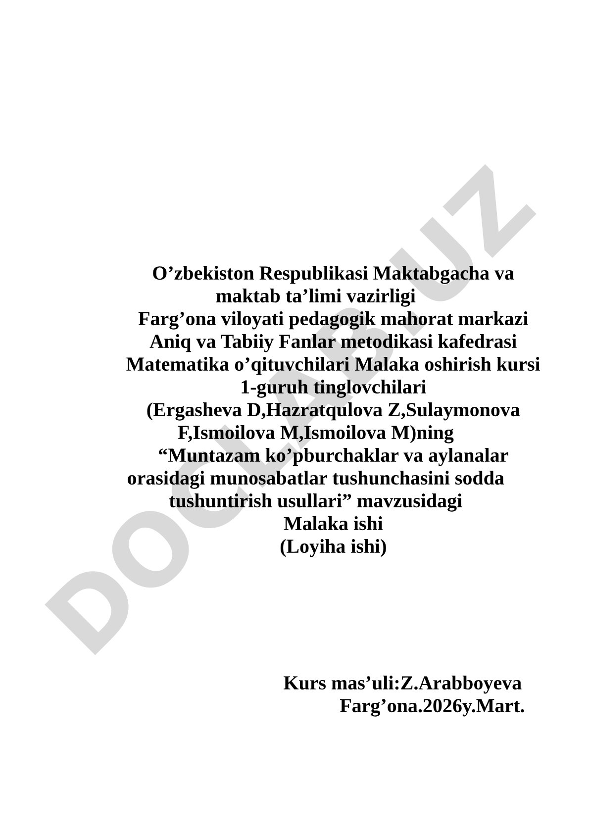 Muntazam ko'pburchaklar va aylanalar orasidagi munosabatlar tushunchasini sodda tushuntirish usullari