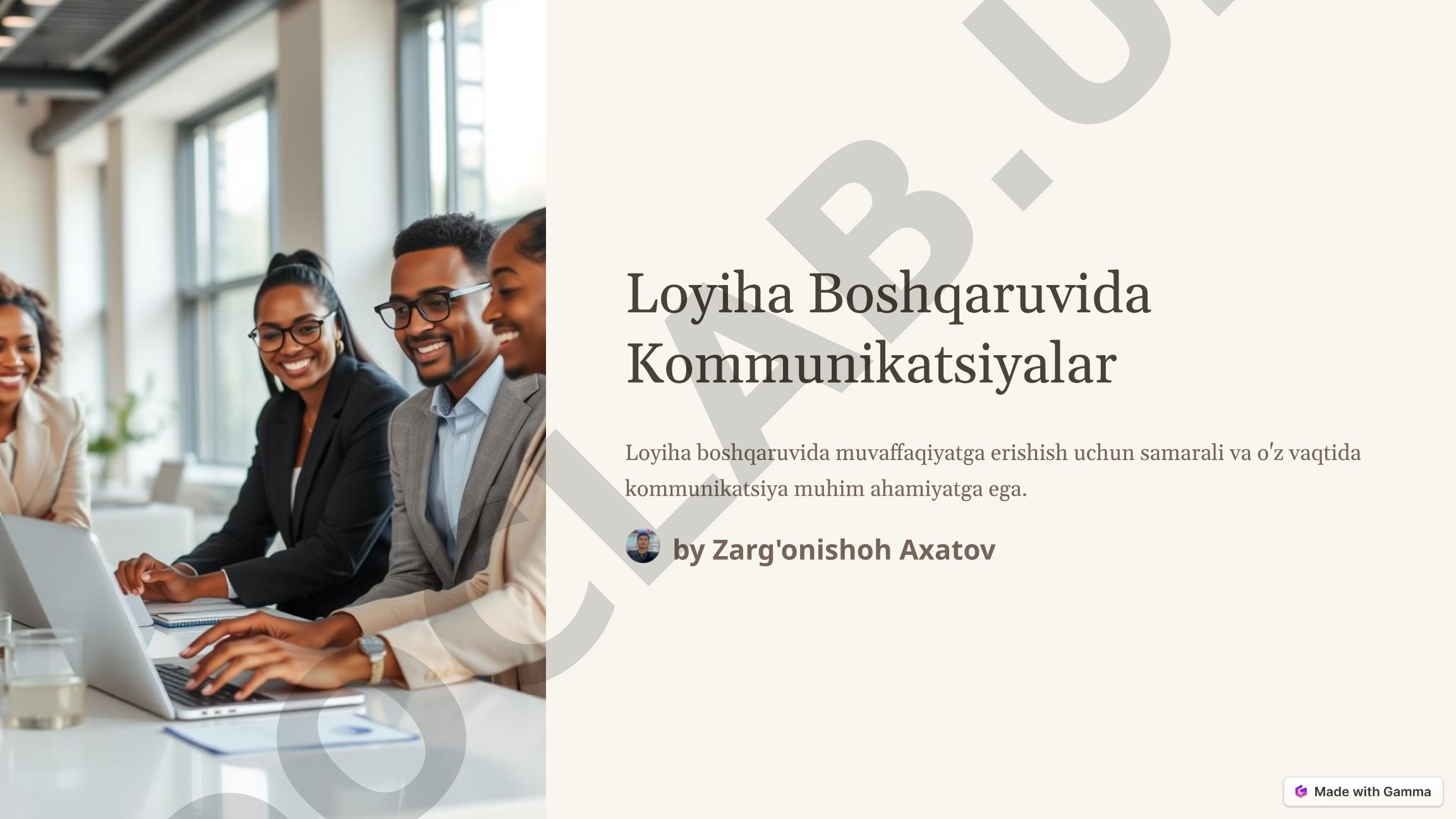 Loyiha boshqaruvida samarali kommunikatsiya tizimini loyihalash, boshqarish va hujjatlash