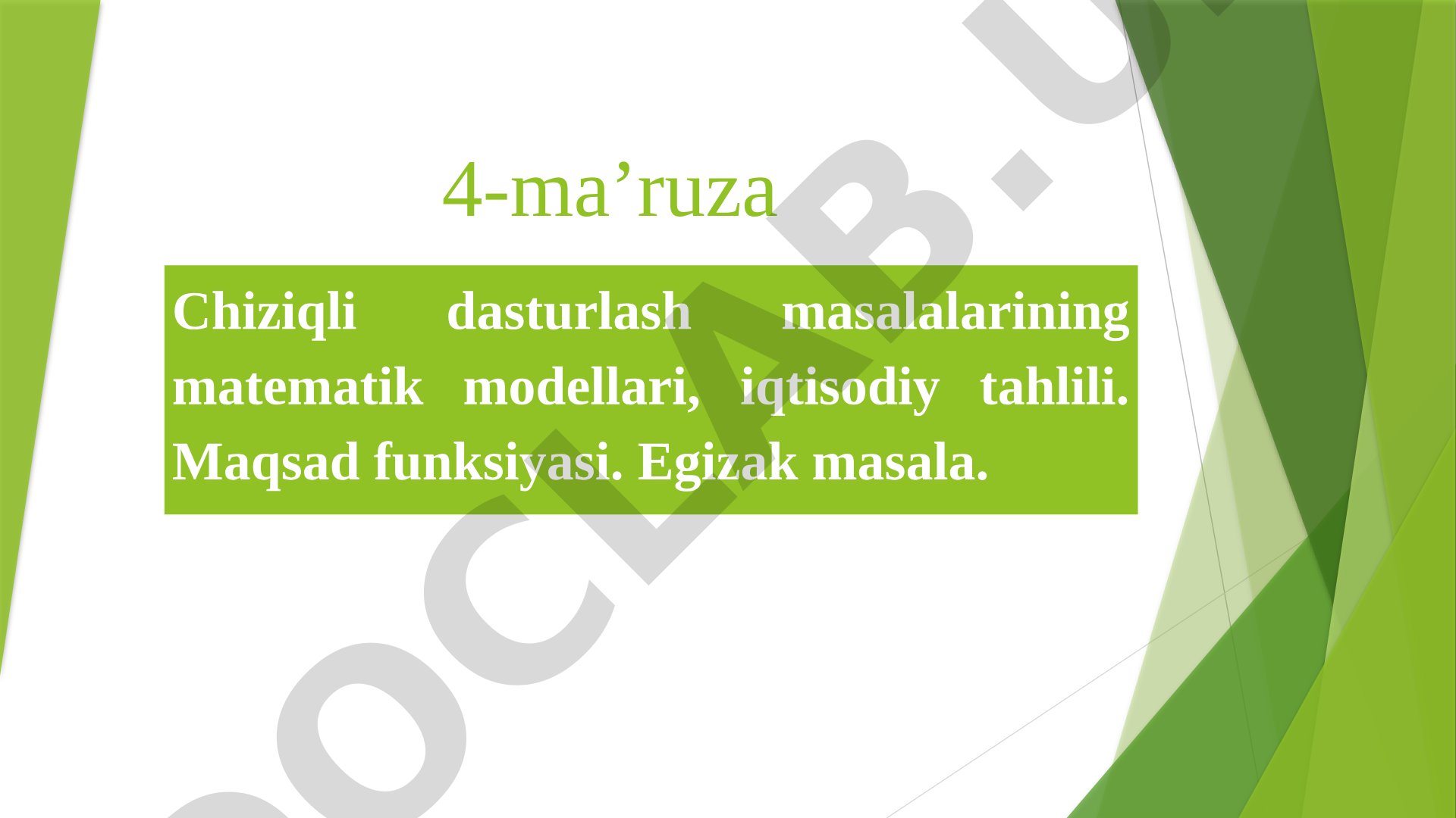 Chiziqli dasturlash masalalarining matematik modellari, iqtisodiy tahlili