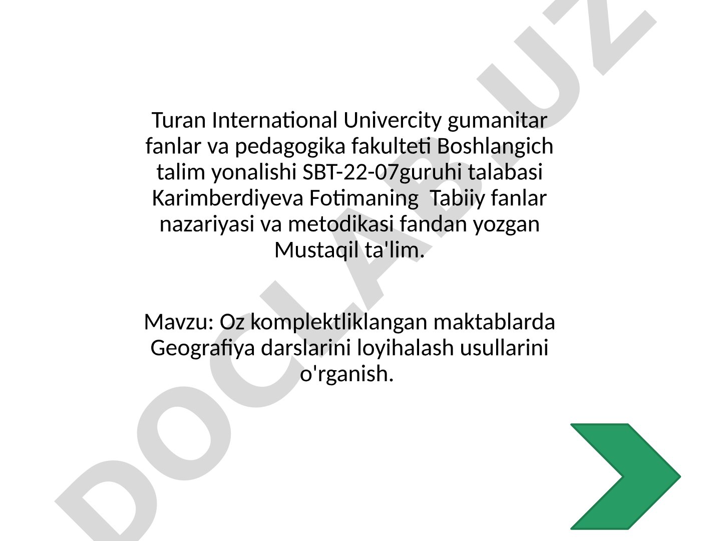 Oz komplektliklangan maktablarda Geografiya darslarini loyihalash usullarini o'rganish
