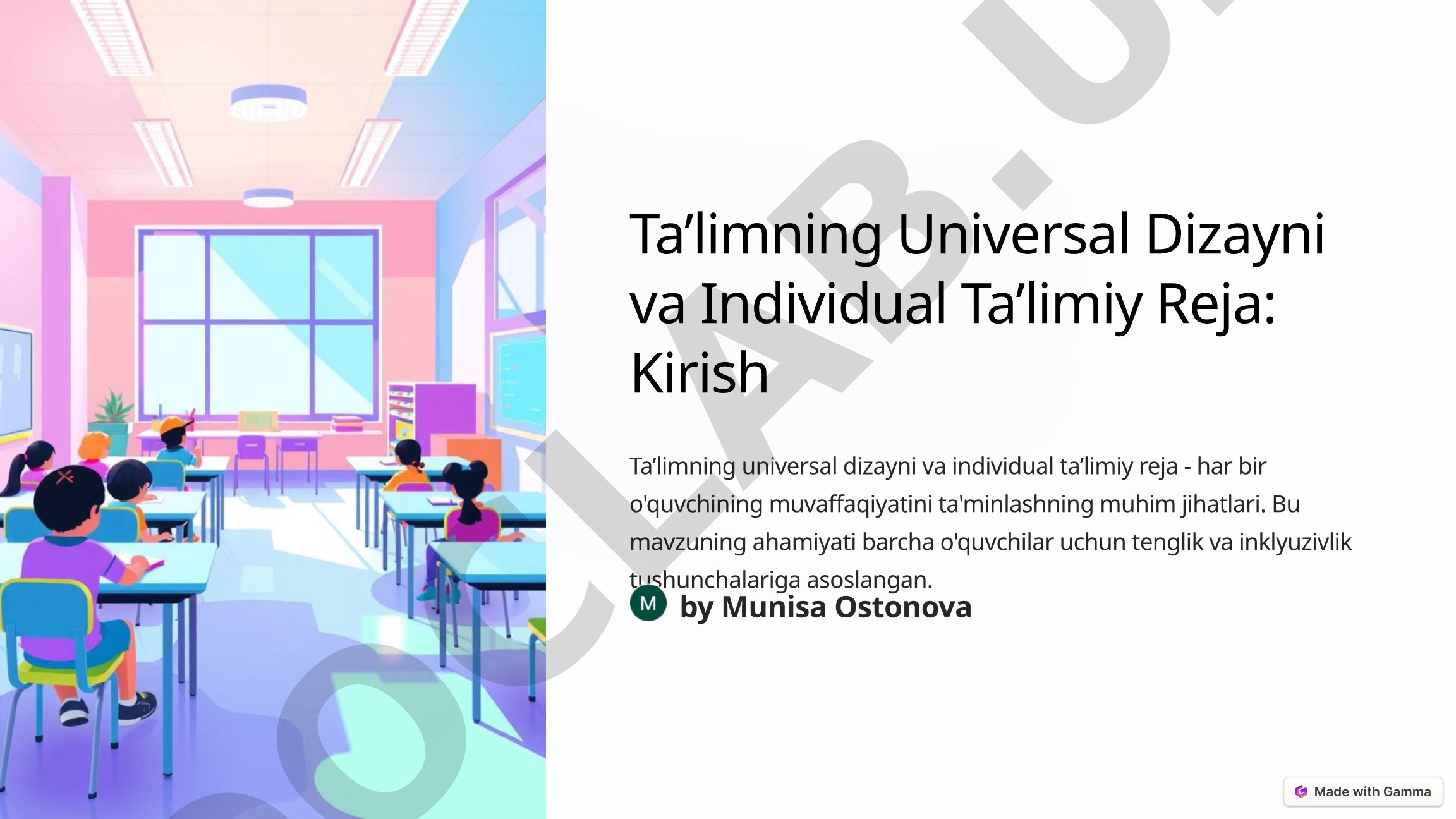 Ta’limning Universal Dizayni va Individual Ta’limiy Reja