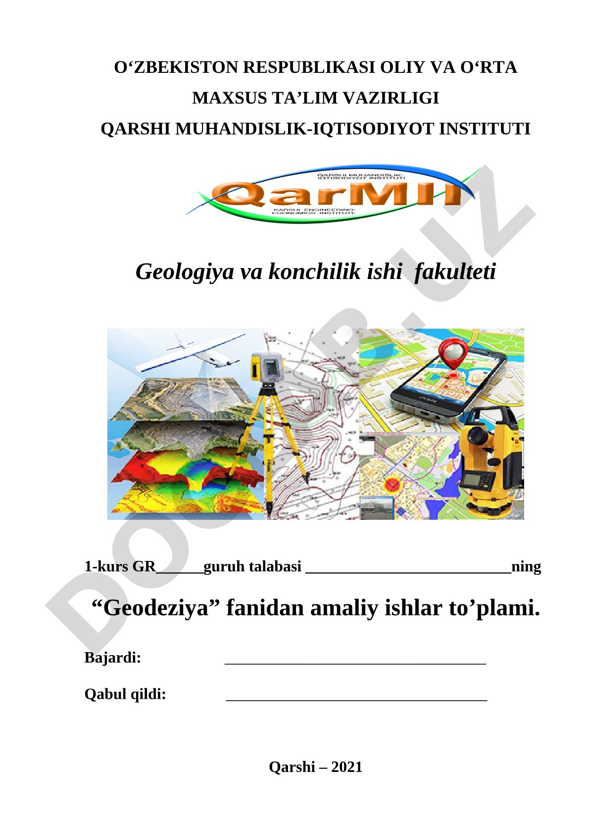 Geodeziya fanidan amaliy ishlar to'plami
