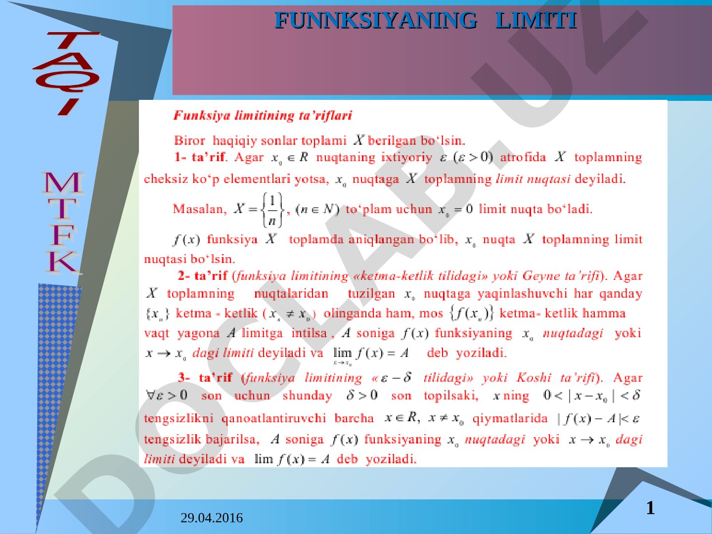 Funksiyaning limiti