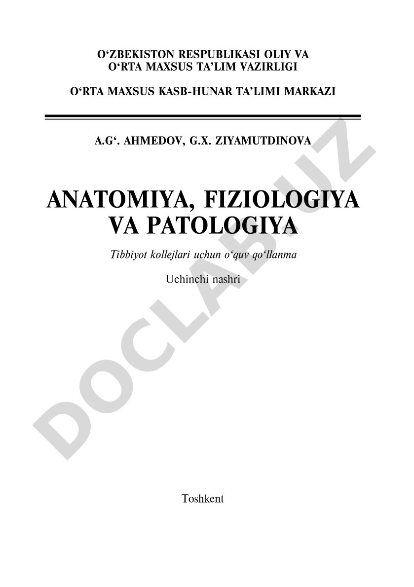 Anatomiya, fiziologiya va patologiya