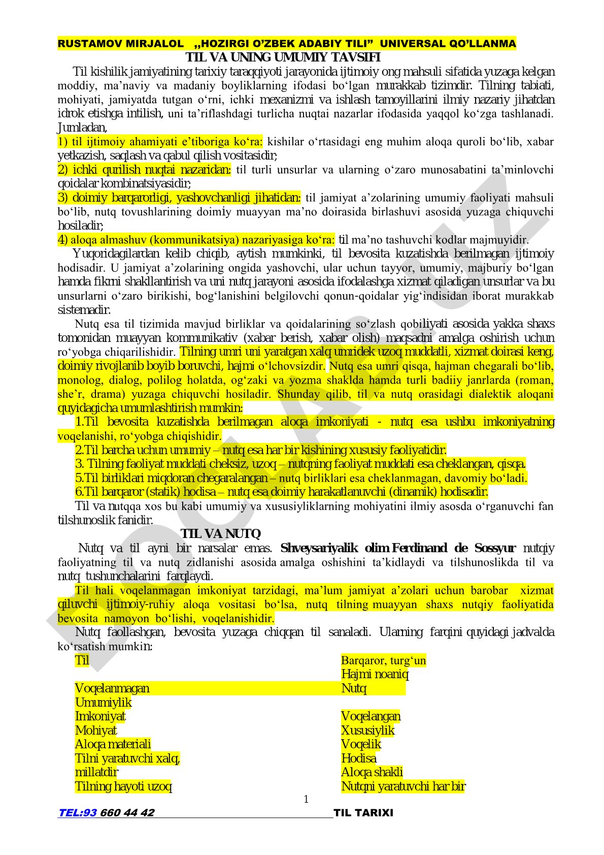 HOZIRGI O’ZBEK ADABIY TILI