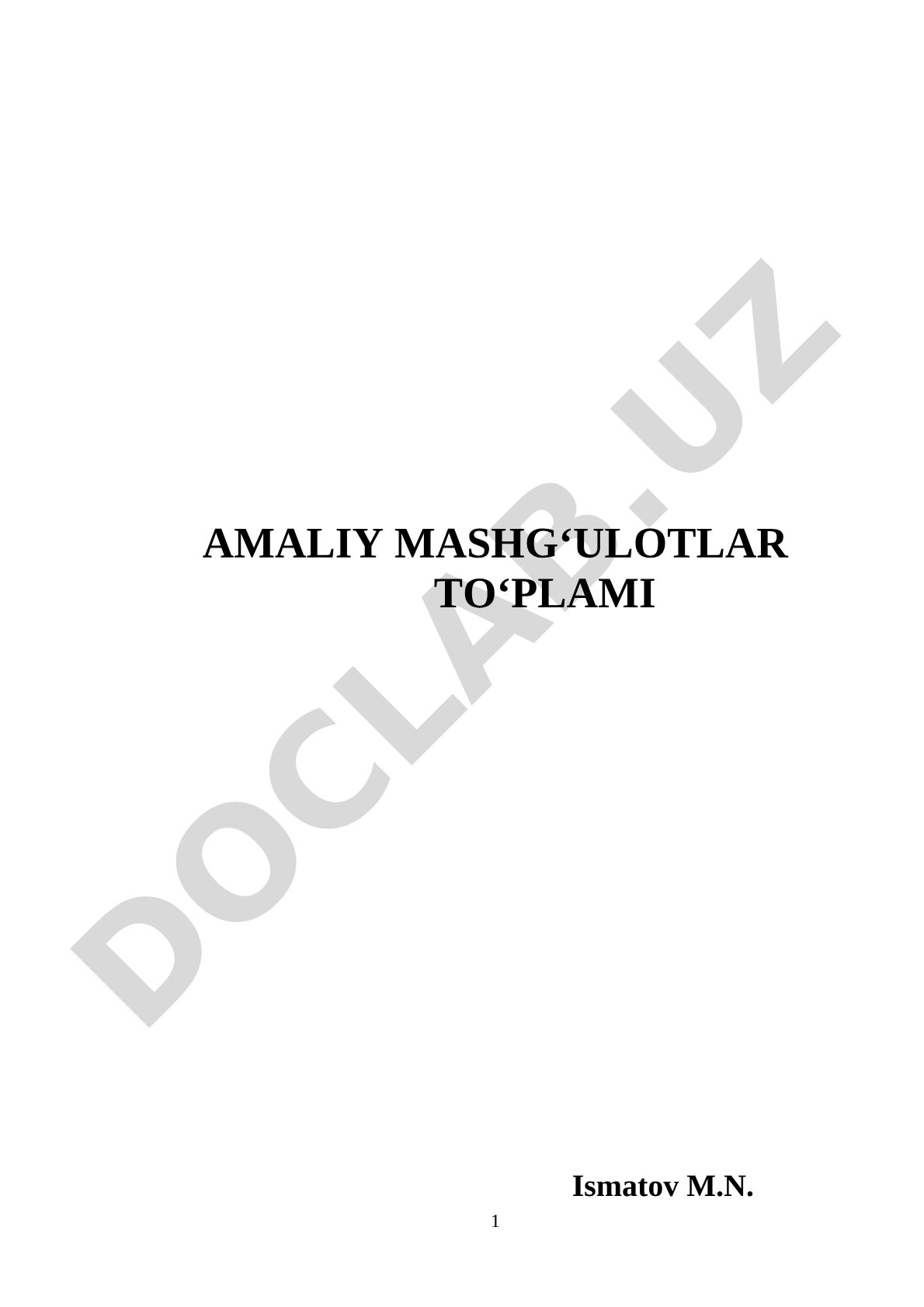 Mashina detallari va qismlarini hisoblash bo'yicha amaliy mashg'ulotlar