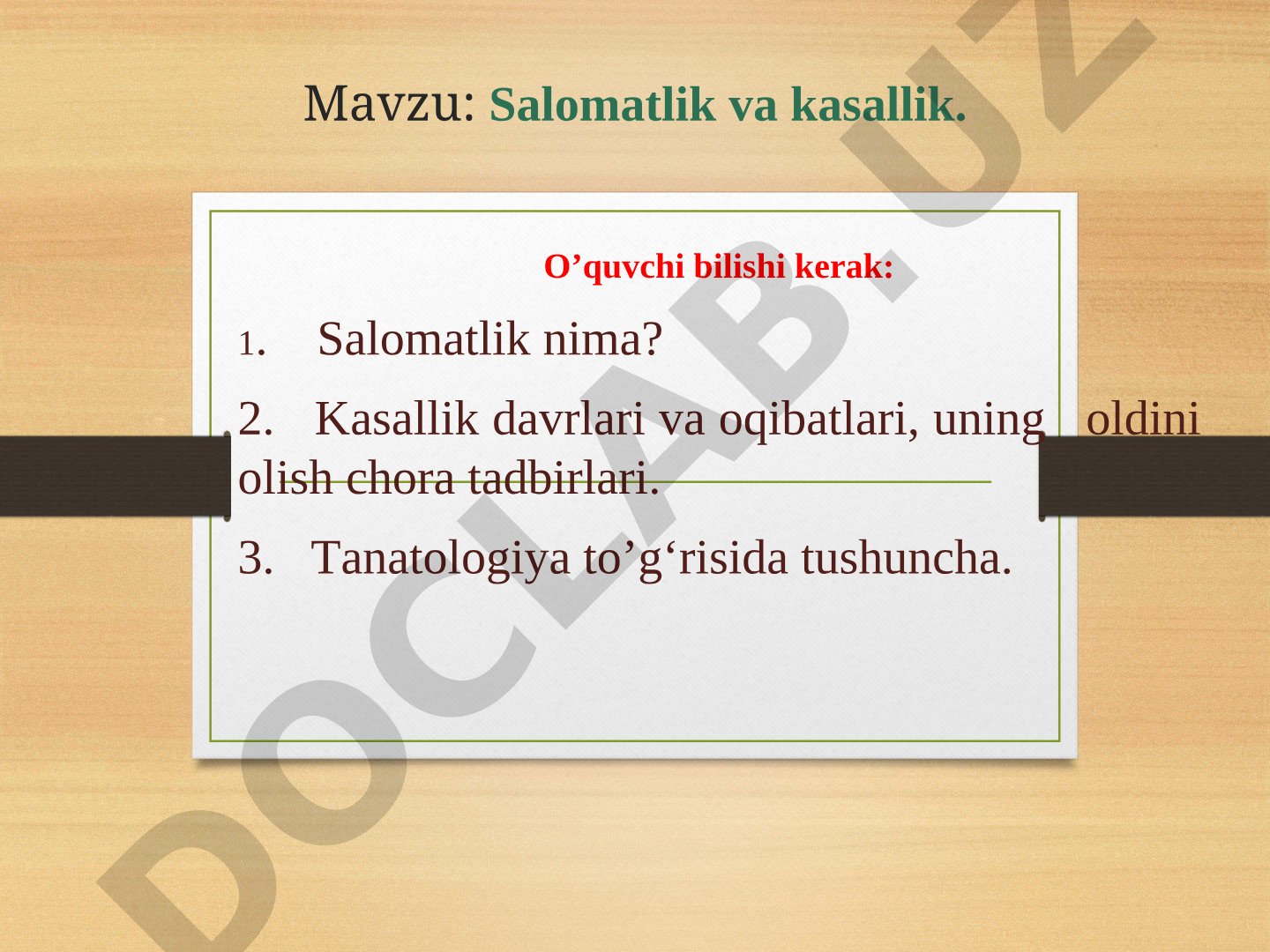 Salomatlik va kasallik
