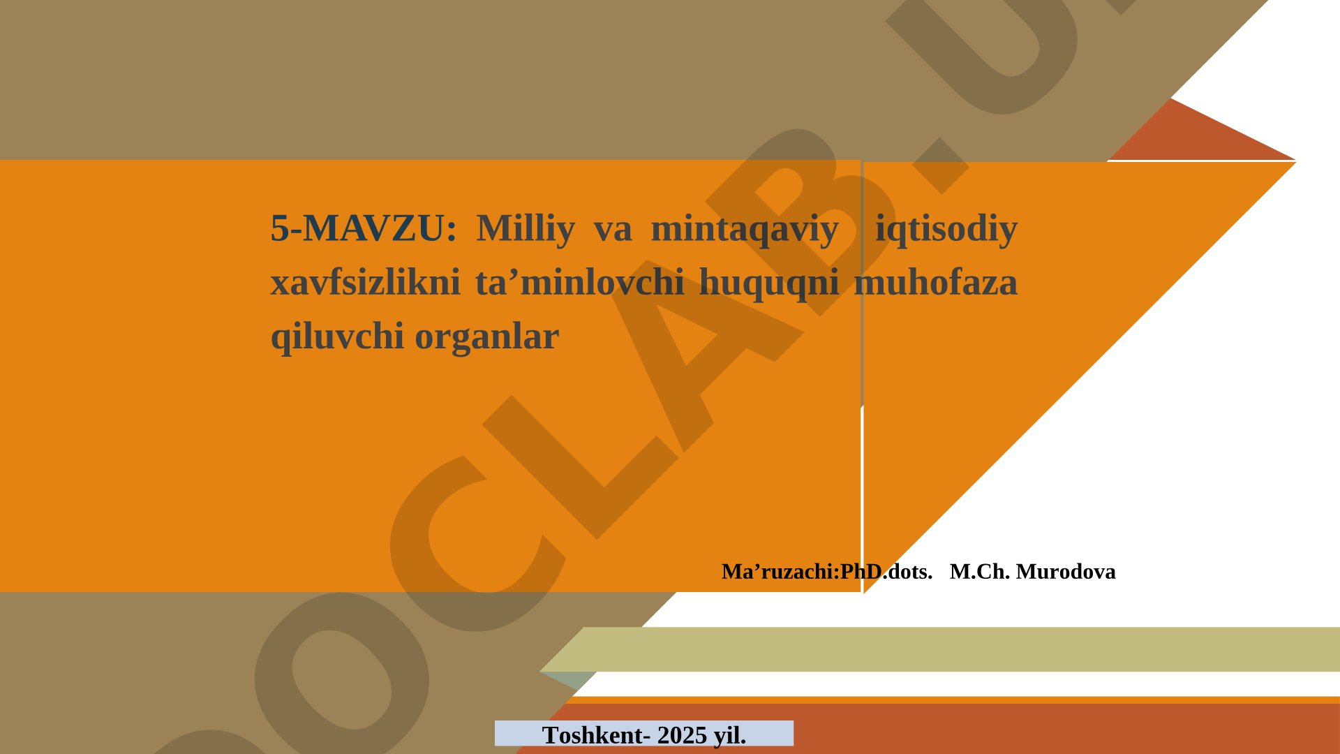 Milliy va mintaqaviy iqtisodiy xavfsizlikni ta’minlovchi huquqni muhofaza qiluvchi organlar