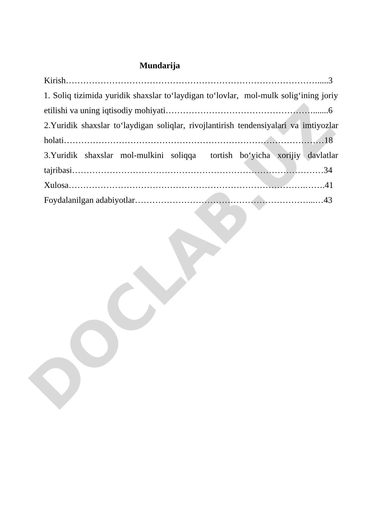 YURIDIK SHАXSLАR TO‘LАYDIGАN SOLIQLАR, YIG‘IMLАR VА IMTIYOZLАR