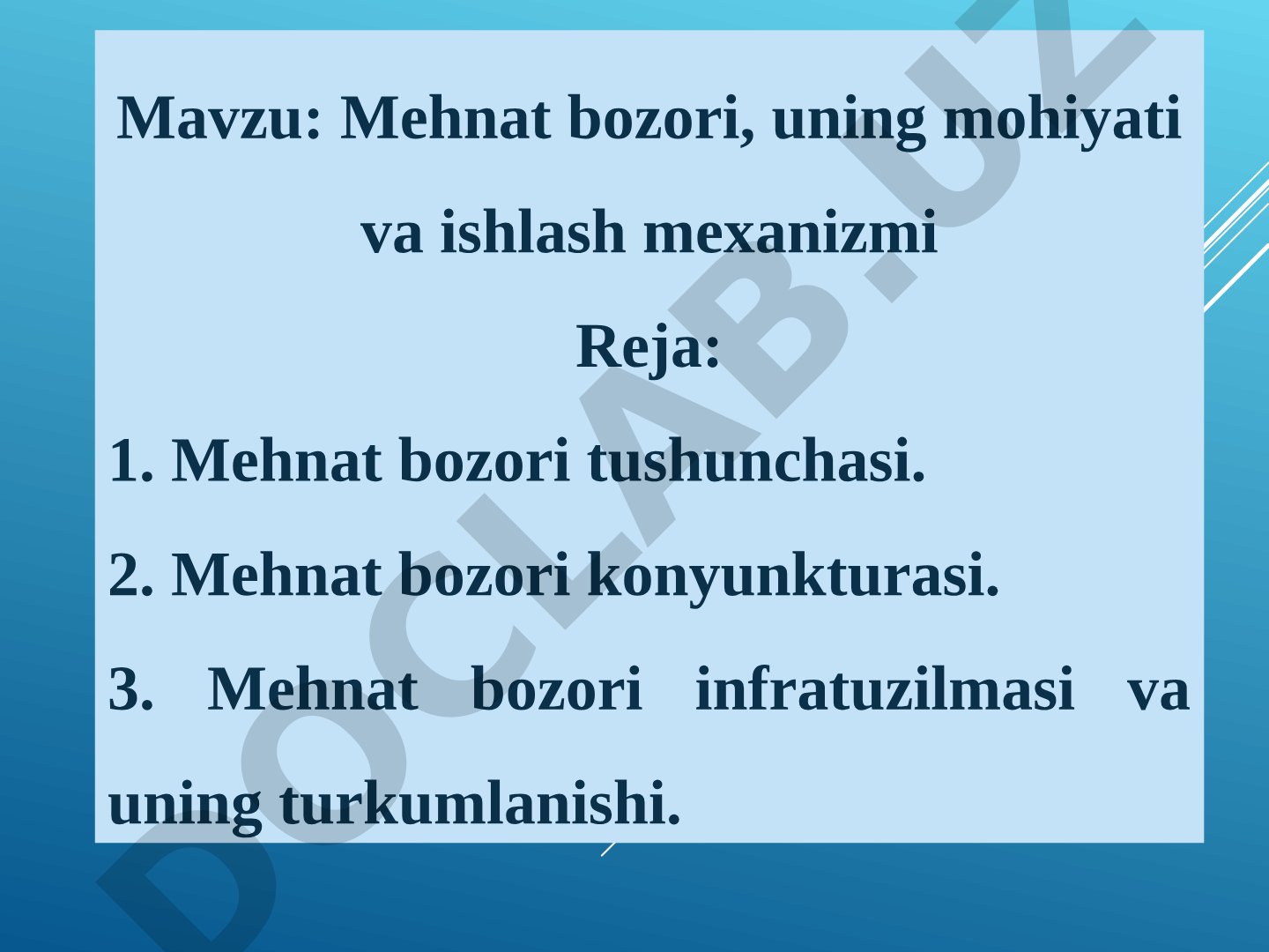 Mehnat bozori, uning mohiyati va ishlash mexanizmi