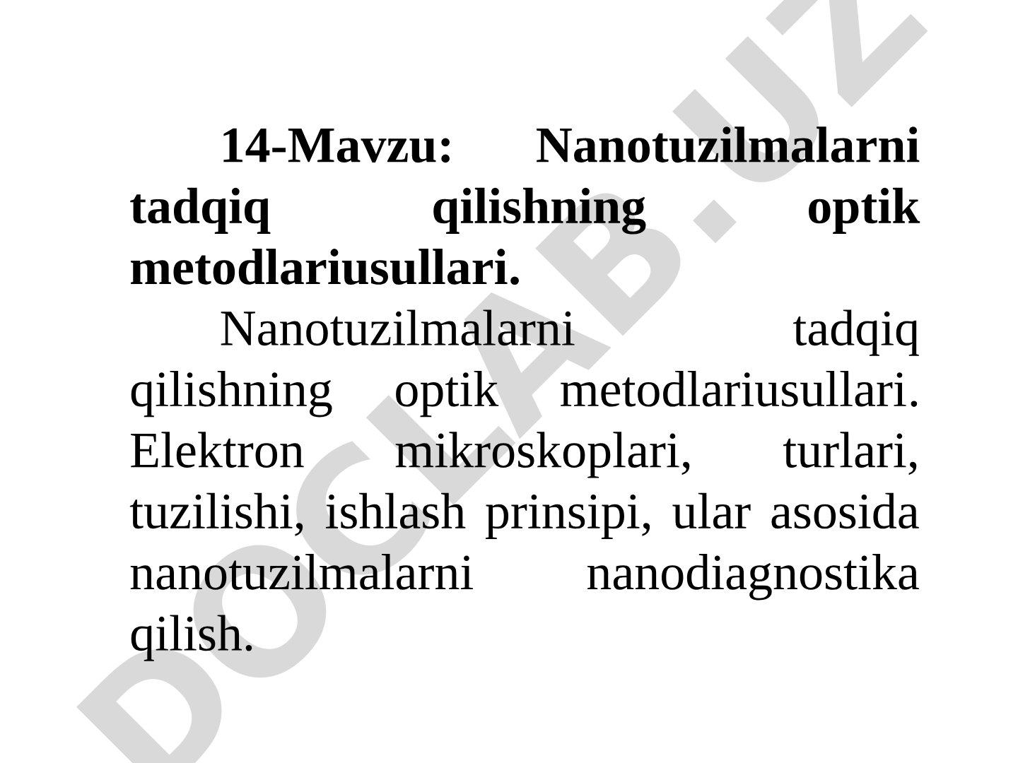 Nanotuzilmalarni tadqiq qilishning optik metodlari