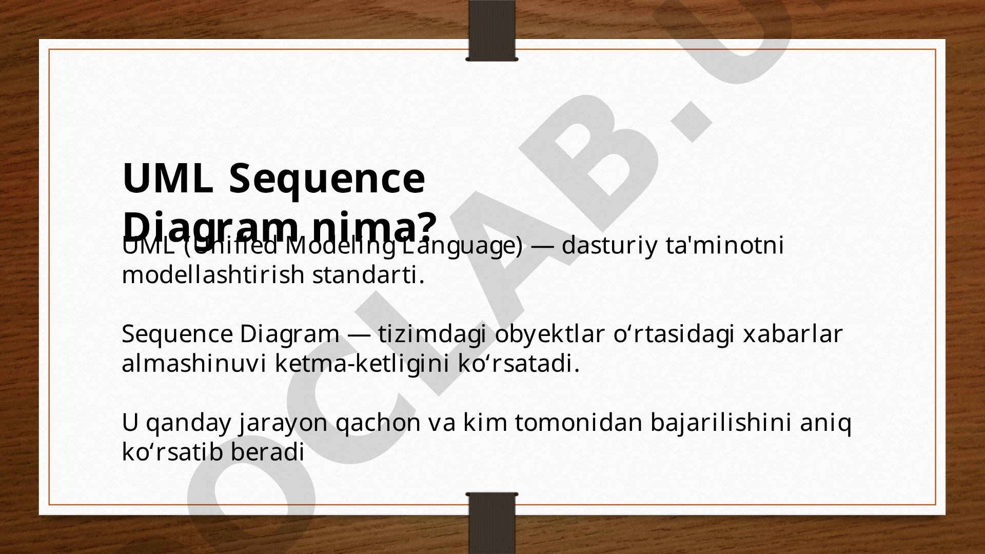 UML Sequence Diagram nima?
