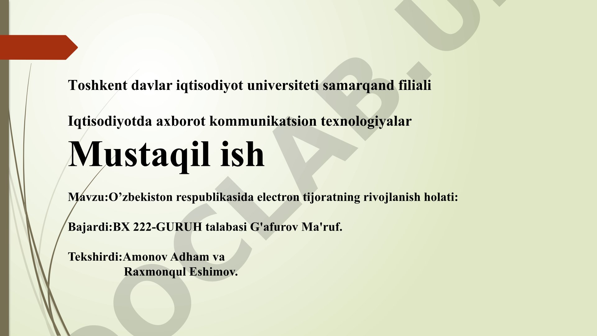 O'zbekiston respublikasida electron tijoratning rivojlanish holati