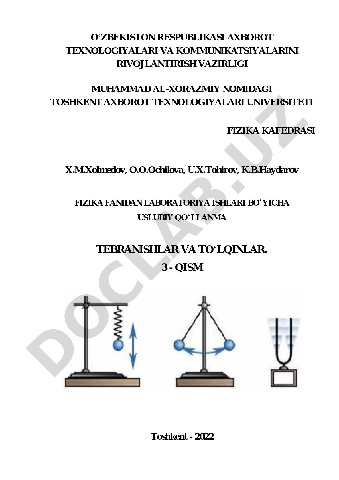 Tebranishlar va to'lqinlar bo'yicha laboratoriya ishlari
