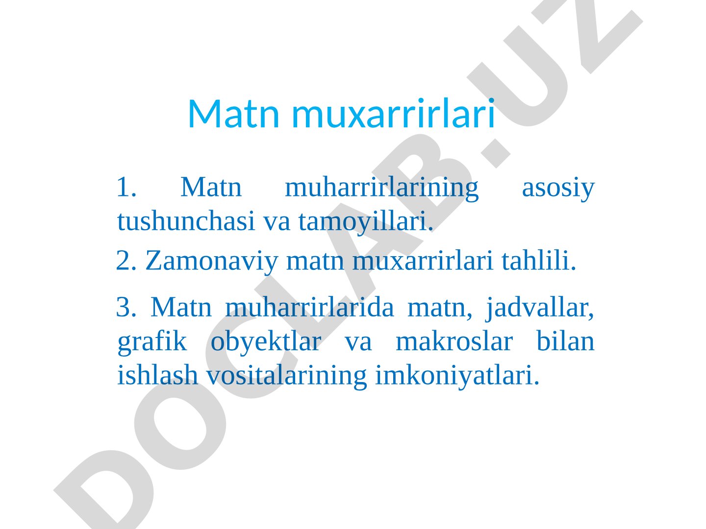 Matn muharrirlari va MS Word imkoniyatlari