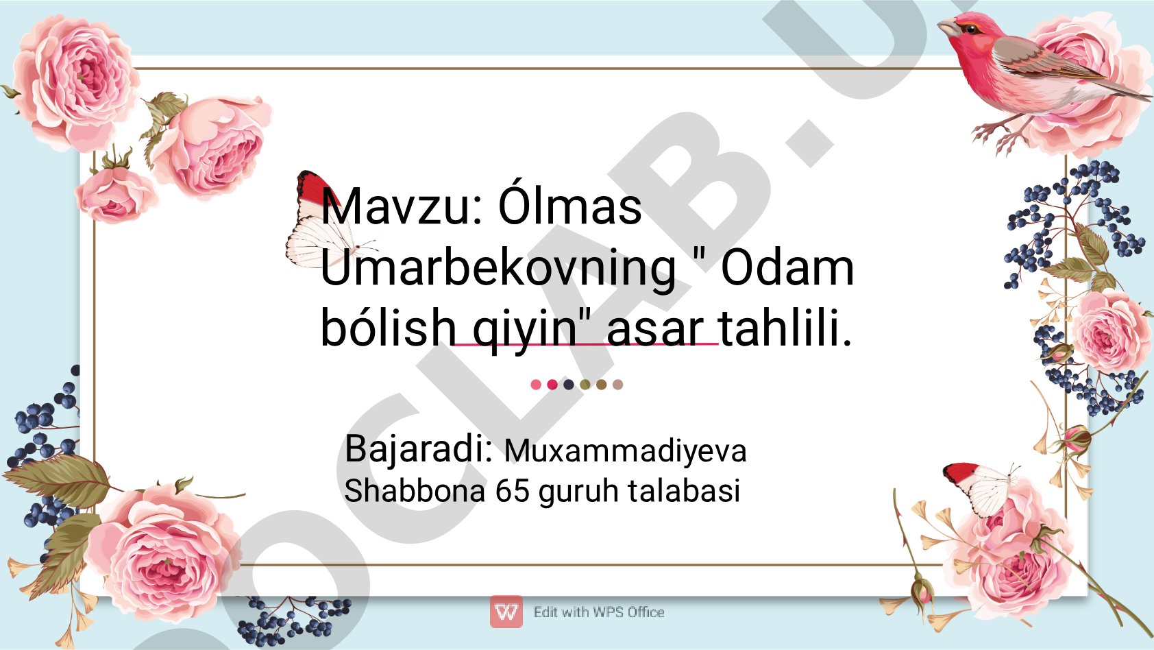 O'lmas Umarbekovning 'Odam bo'lish qiyin' asari tahlili