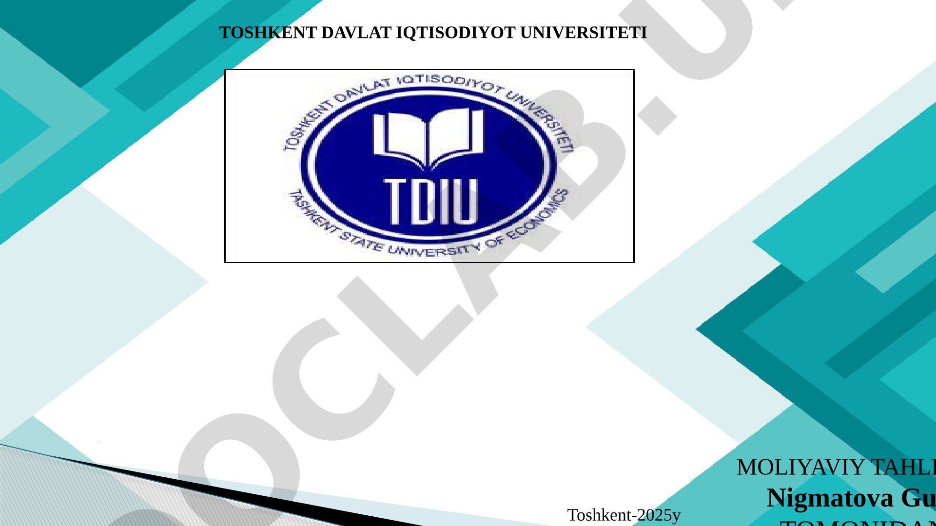 Tahlil ishlarini tashkil qilish va uning axborot ta'minoti