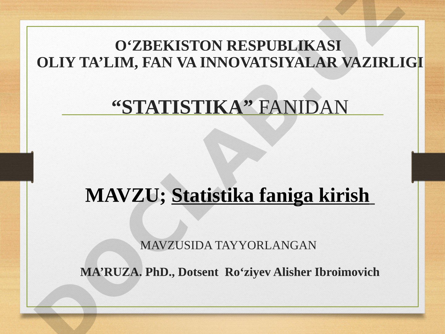 Statistika faniga kirish