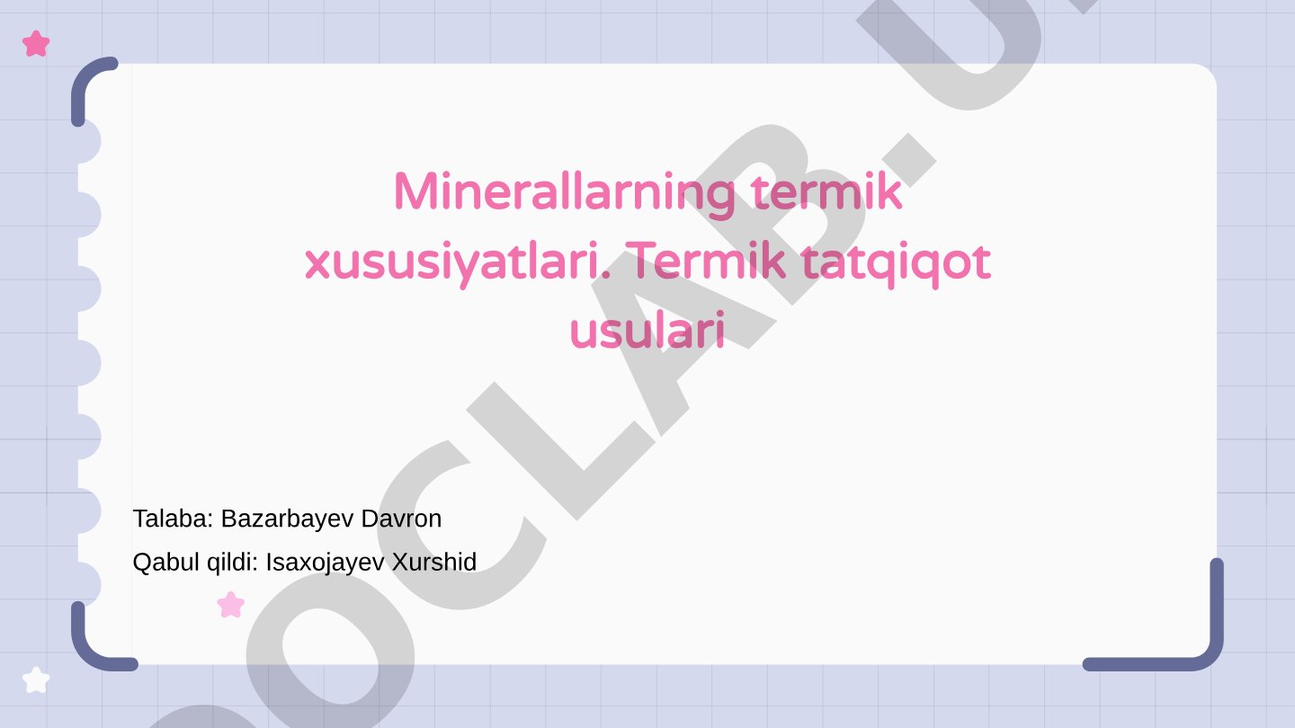 Minerallarning termik xususiyatlari