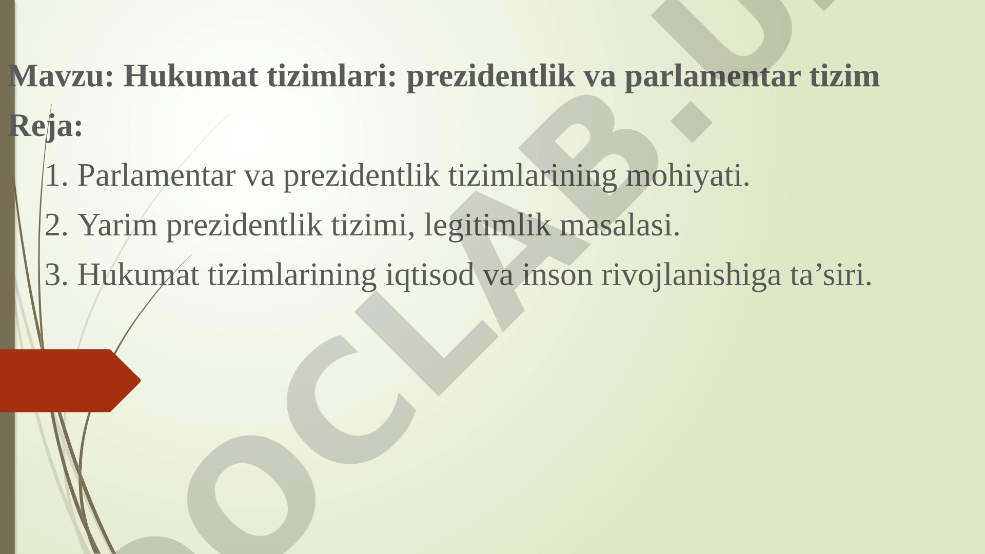 Hukumat tizimlari: prezidentlik va parlamentar tizim