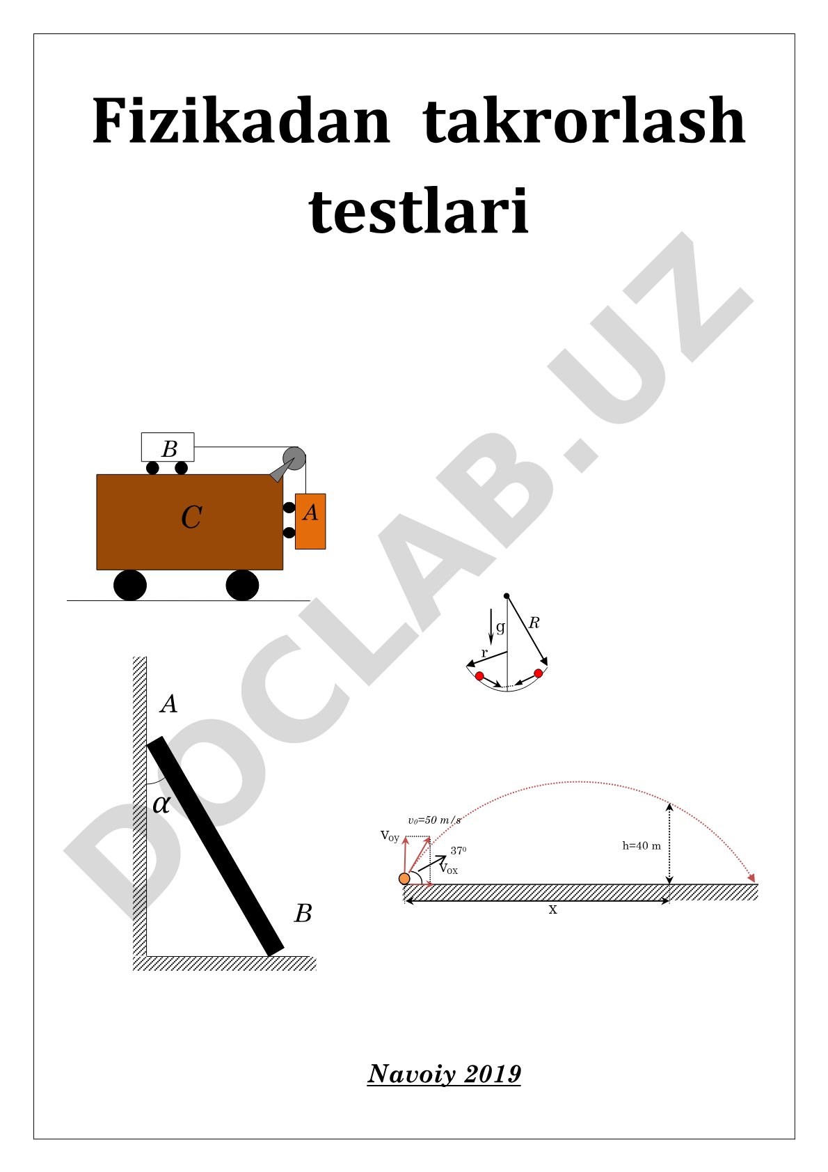Fizikadan takrorlash testlari Navoiy 2019