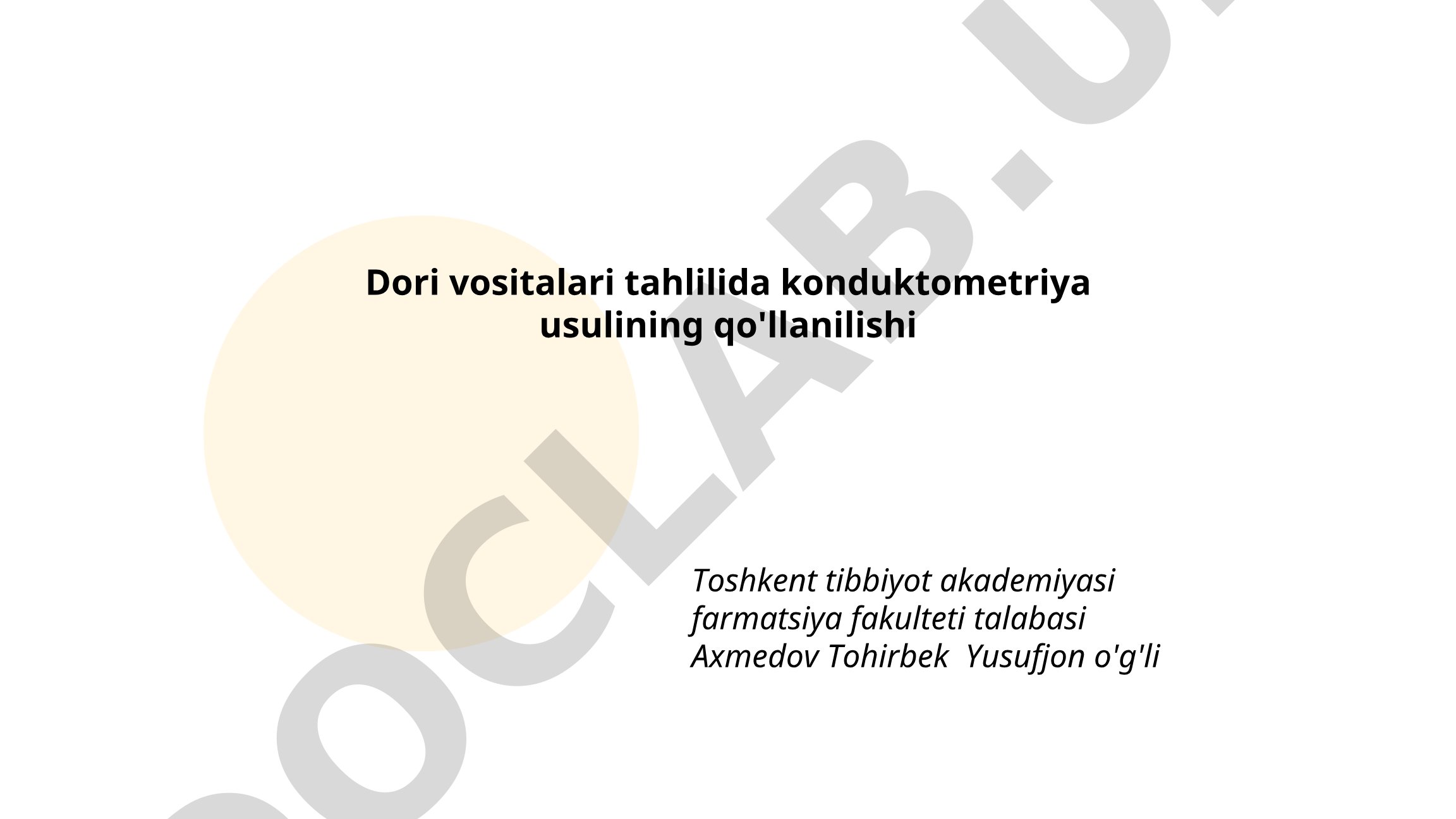 Dori vositalari tahlilida konduktometriya usulining qo'llanilishi
