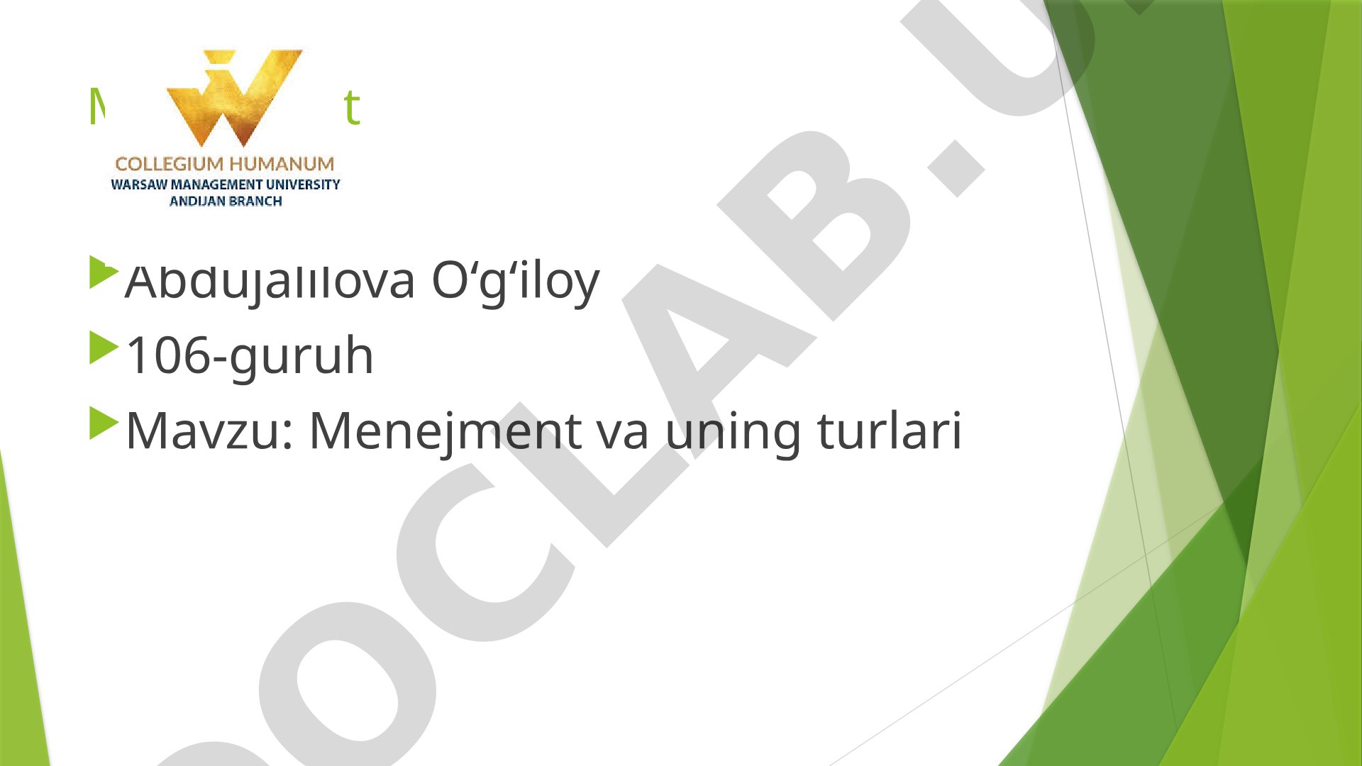Menejment va uning turlari