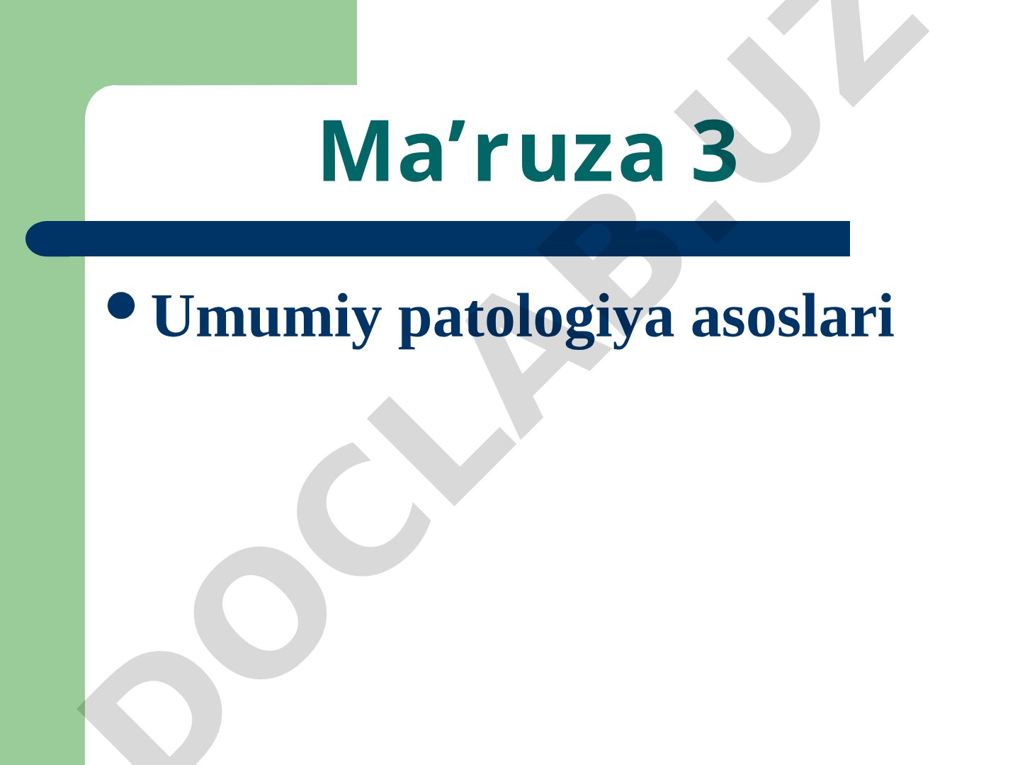 Umumiy patologiya asoslari: patofiziologiya fanining kasallik sabablari va mexanizmlari