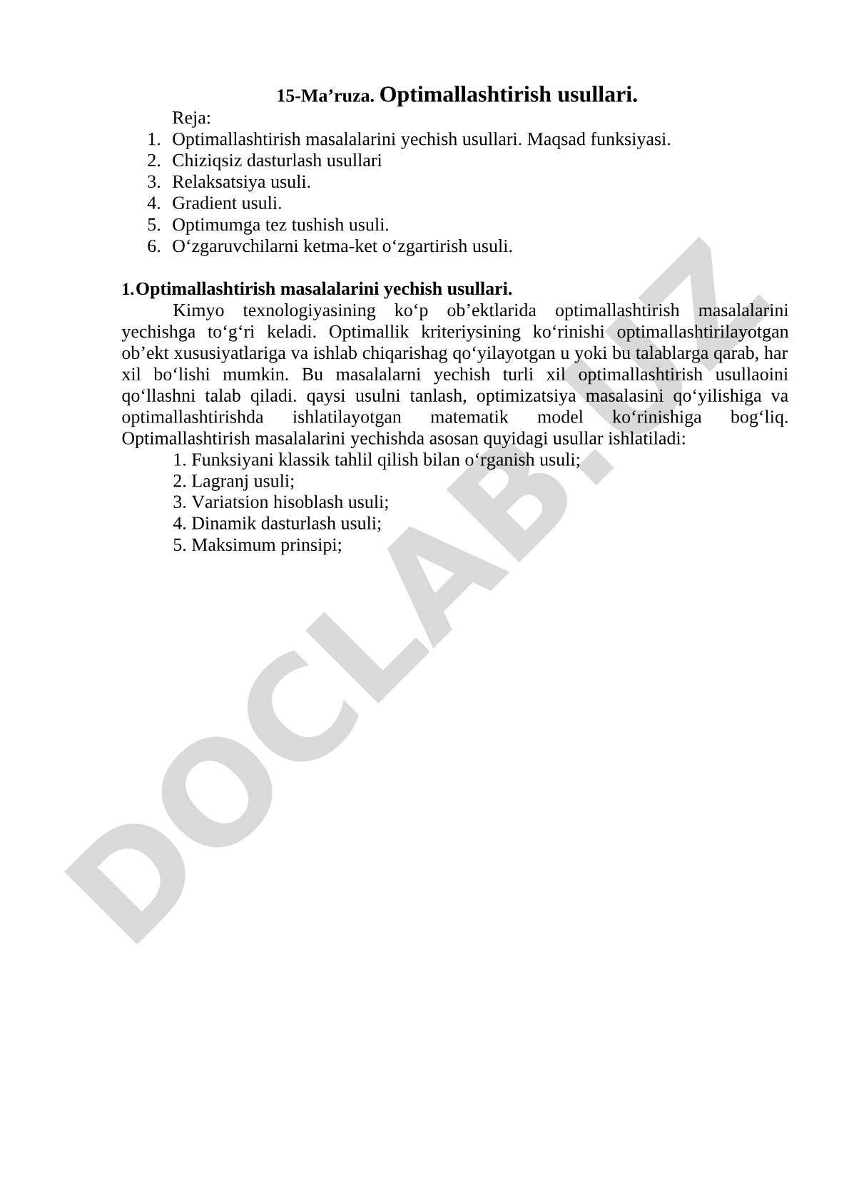Optimallashtirish usullari