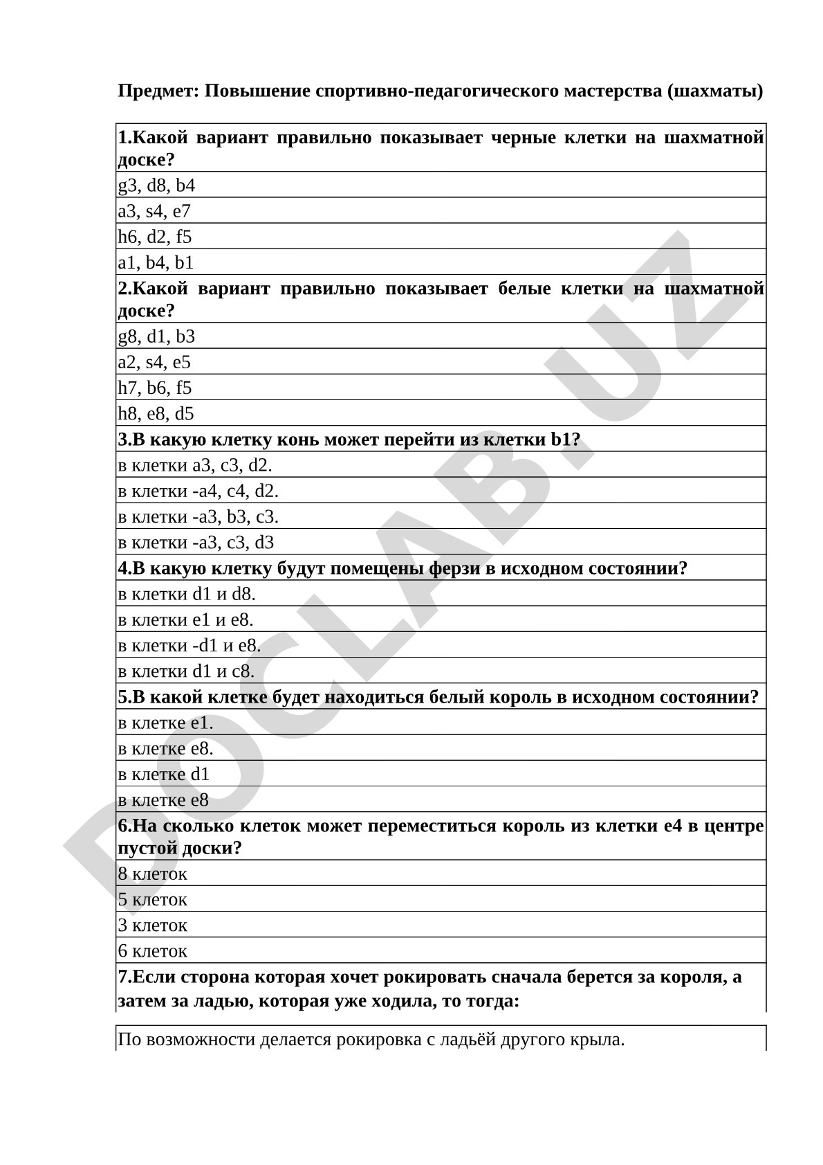 Повышение спортивно-педагогического мастерства (шахматы)