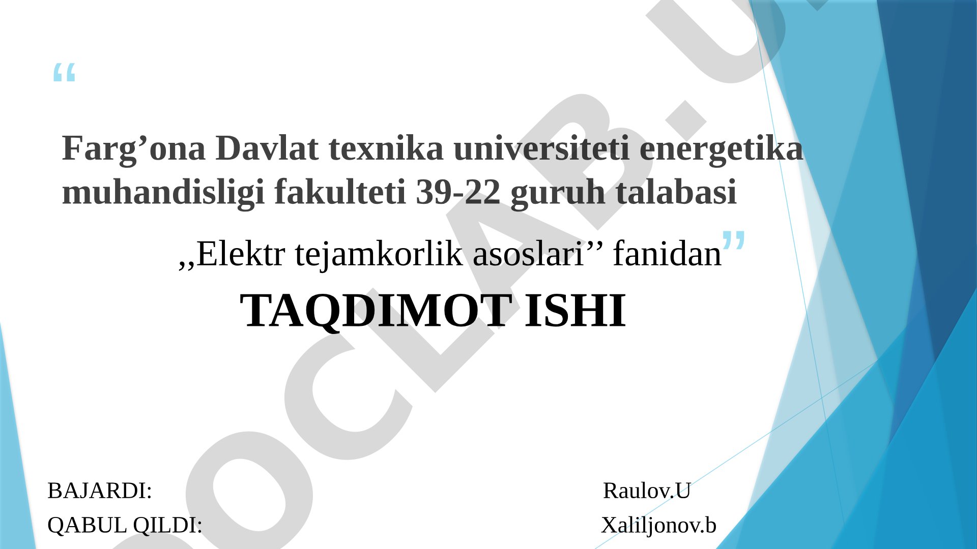 Sanoat korxonalarining elektr energiya sarfini me’yorlash ko’rsatgichlari