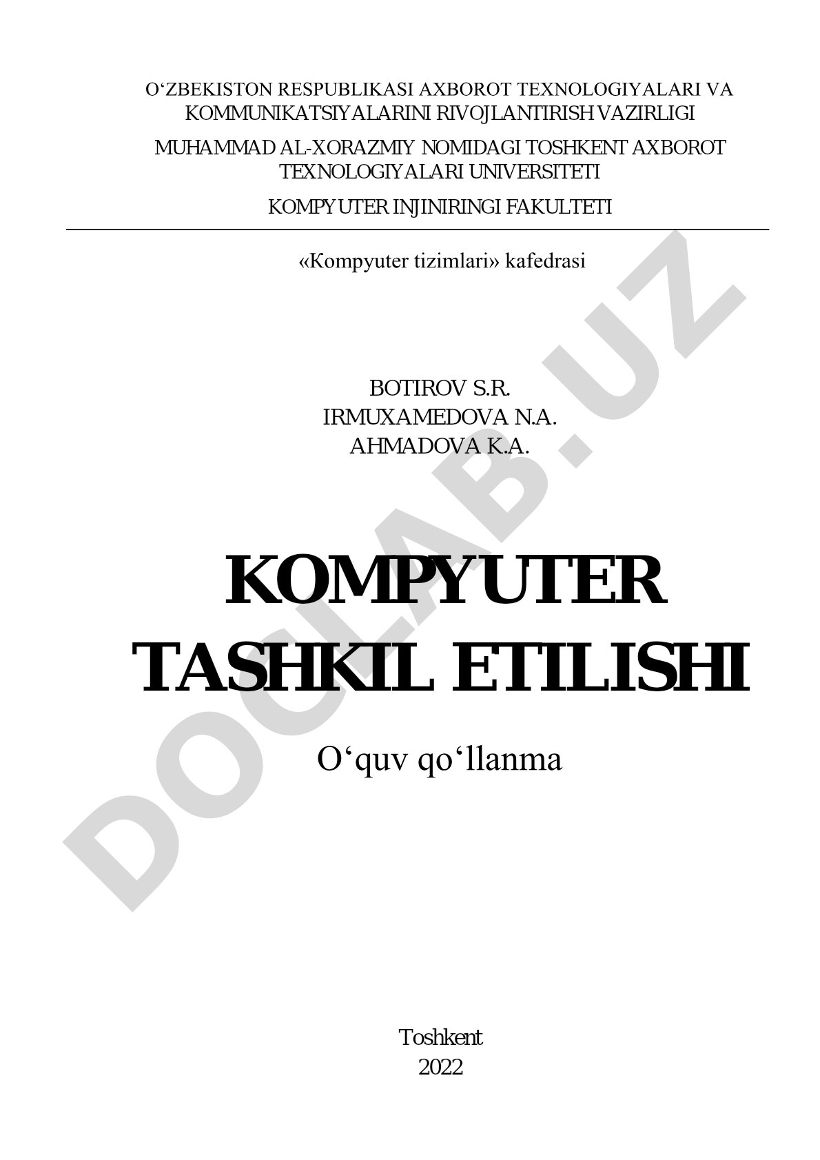 Kompyuter tashkil etilishi